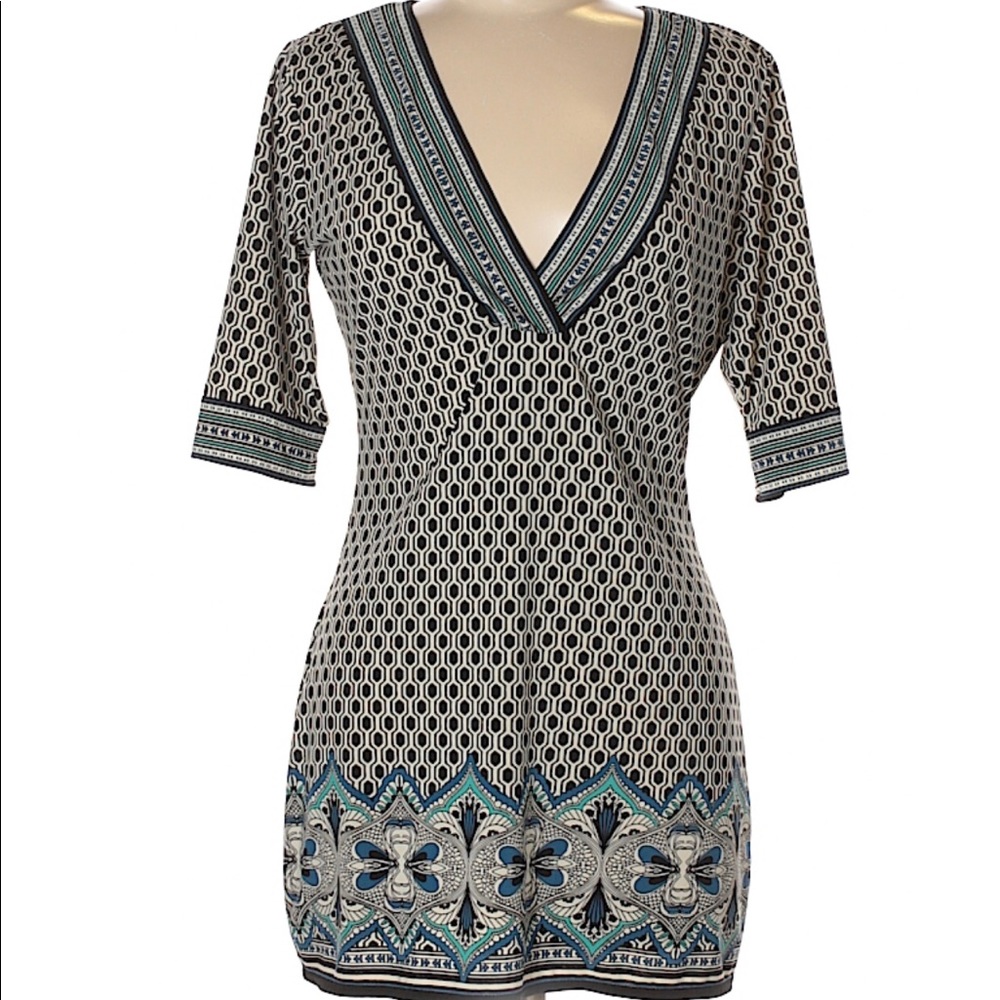 Max Studio minidress geometric pattern black white